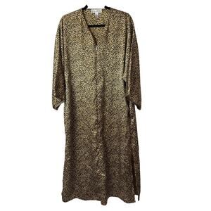 Oscar De la Renta Vintage Nightgown Long Dress Kimono Leopard Medium